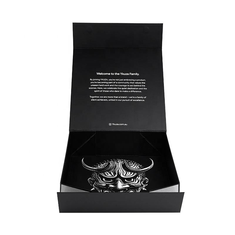  Customizable Large Black Foldable Gift Boxes with UV Logo for Hoodies Apparel Brands