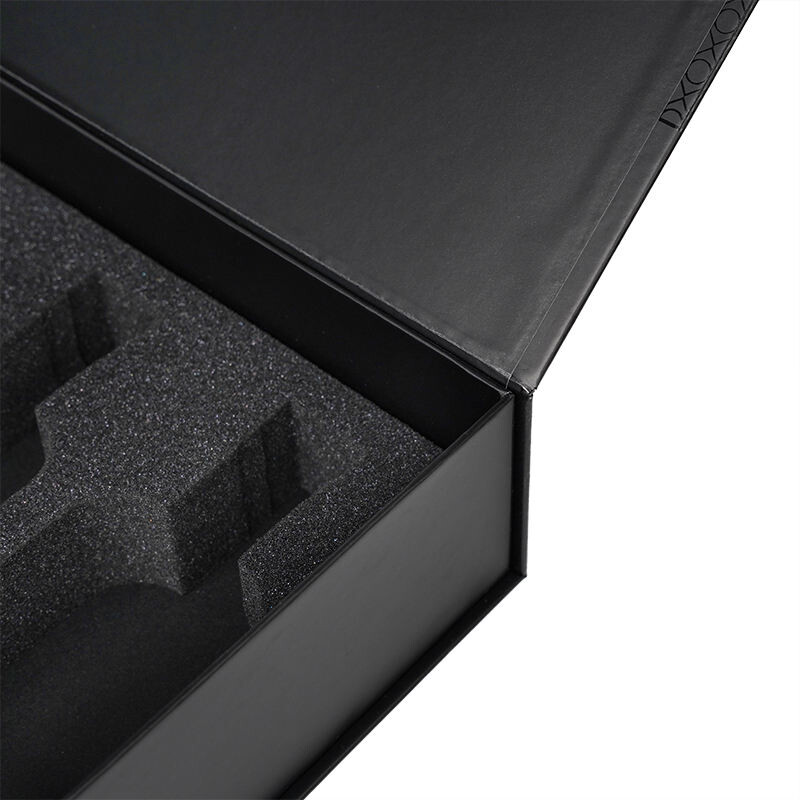  Custom Black Cardboard Gin & Wine Bottles Boxes with Magnetic Closure for Gift Packaging