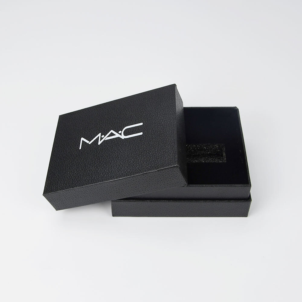  Wholesale Custom Black Lid & Base Luxury Textured Paper Lipstick Gift Box with Velvet Foam Insert