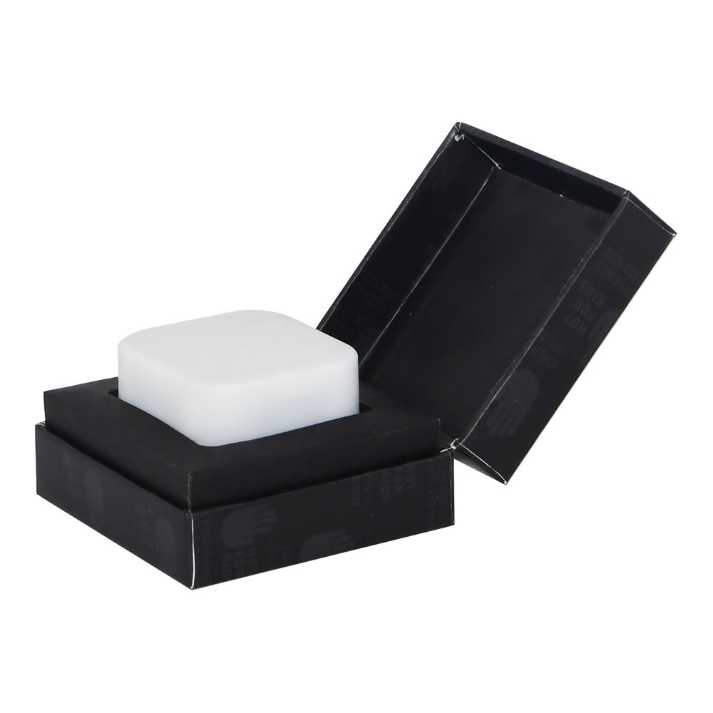  Custom Matte Black Clamshell Ring Cardboard Boxes for 5ml Square Glass Jars with Cardboard & Foam Holder