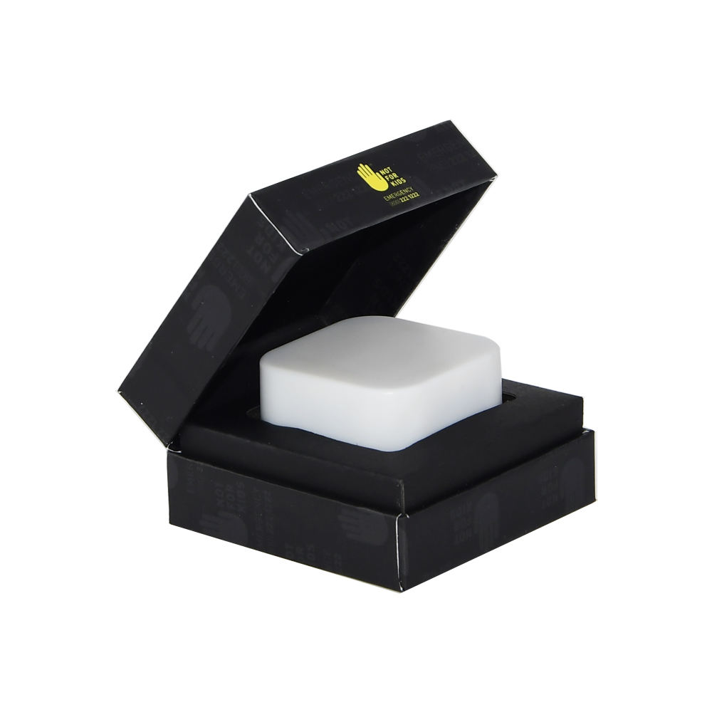  Custom Matte Black Clamshell Ring Cardboard Boxes for 5ml Square Glass Jars with Cardboard & Foam Holder