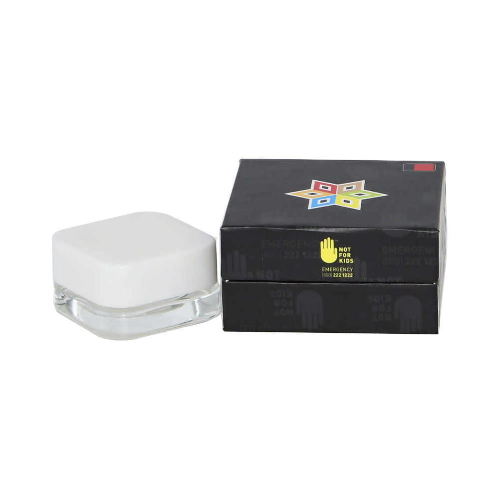  Custom Matte Black Clamshell Ring Cardboard Boxes for 5ml Square Glass Jars with Cardboard & Foam Holder