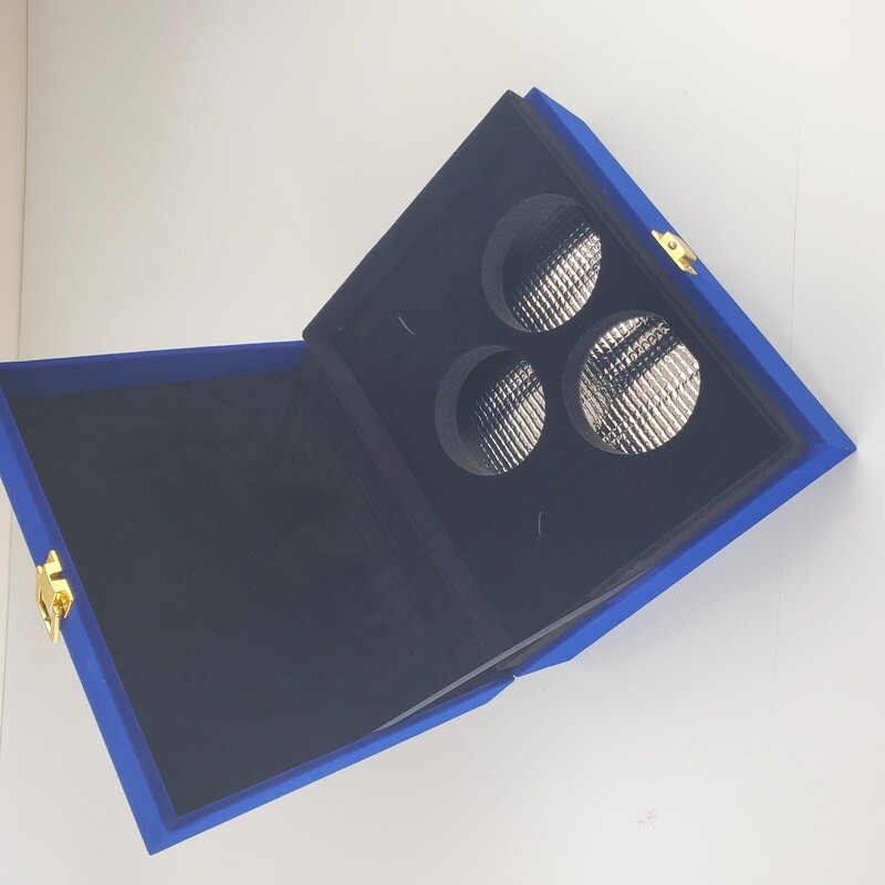  Custom Luxury Wooden Navy Blue Fabric Velvet Box with Gold Craft Display Packaging