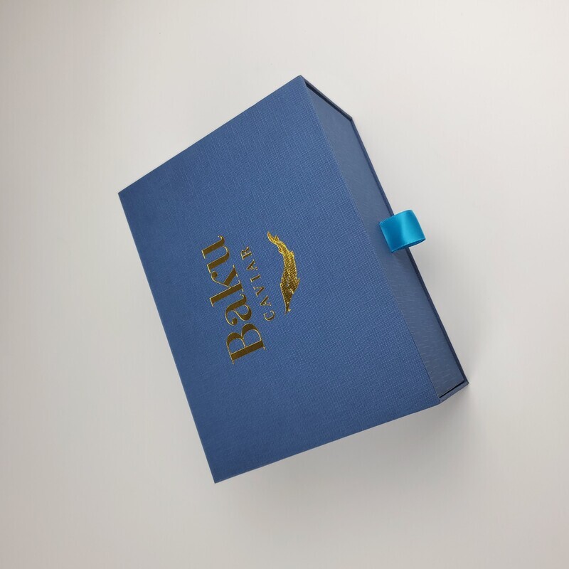  Custom Black Rigid Caviar 100g Box with Magnetic Closure Lids for Ice Pack Storage