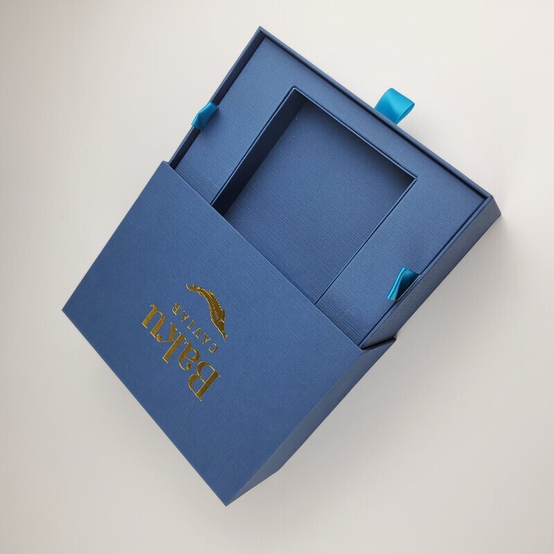  Custom Black Rigid Caviar 100g Box with Magnetic Closure Lids for Ice Pack Storage