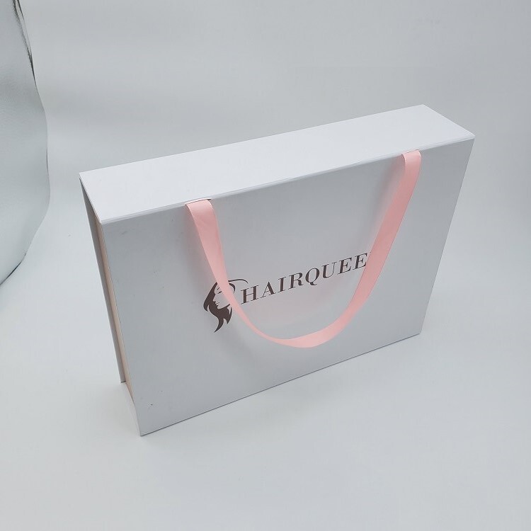 Custom pink packaging magnetic luxury folding gift box with ribbon