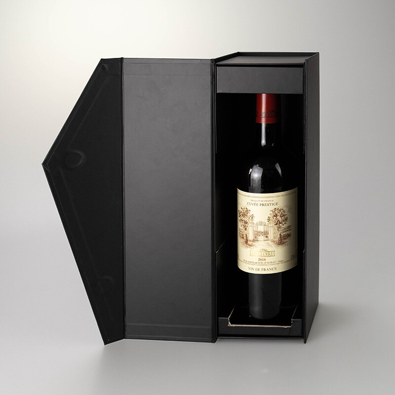  Custom Luxury Red Wine Champagne Alcohol Gift Box with Black Packaging
