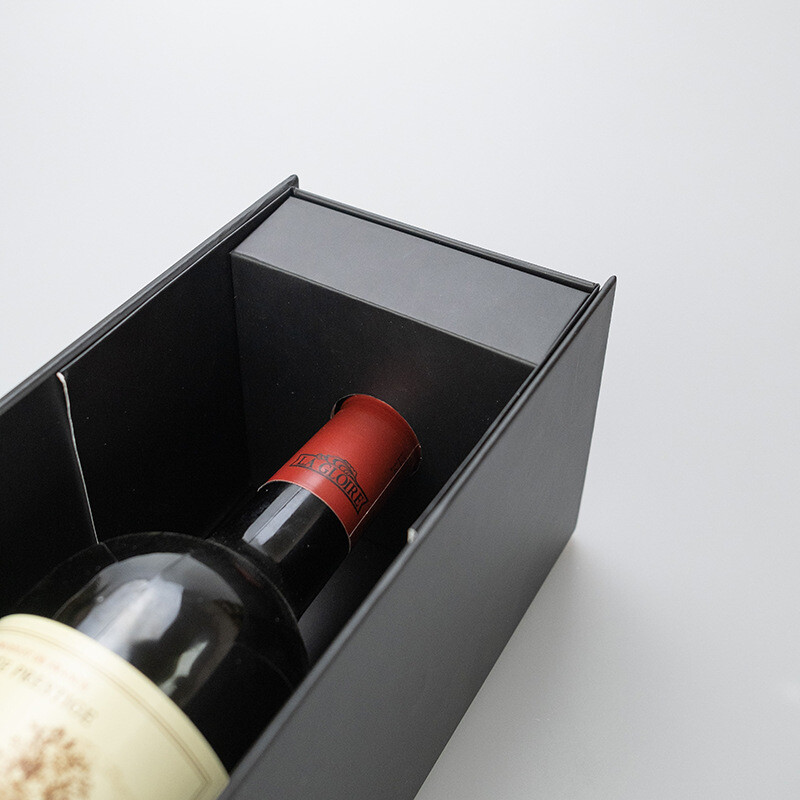  Custom Luxury Red Wine Champagne Alcohol Gift Box with Black Packaging