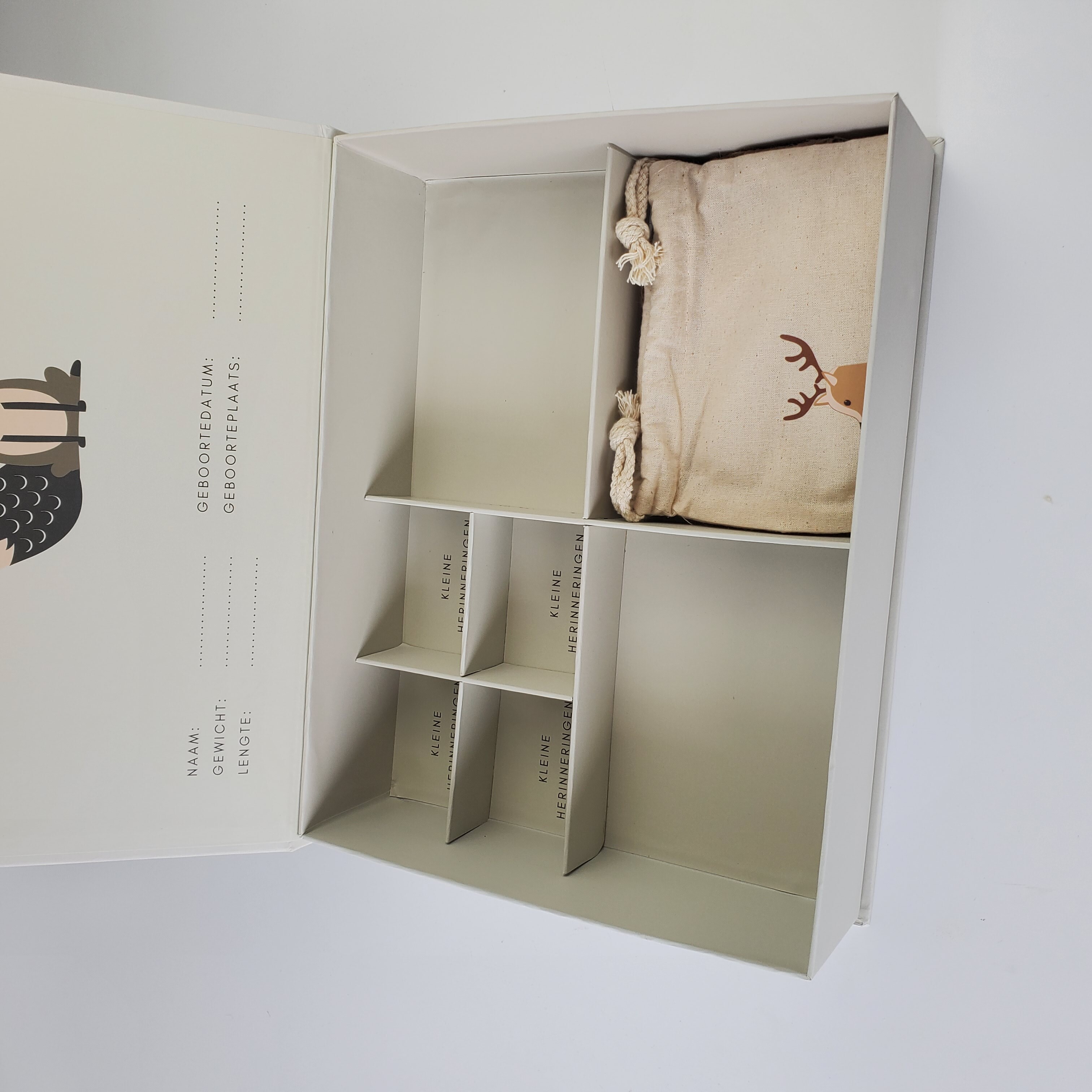  Custom Luxury Baby Memory Box with Drawers - Keepsake Socks Packaging Fabric Boxes