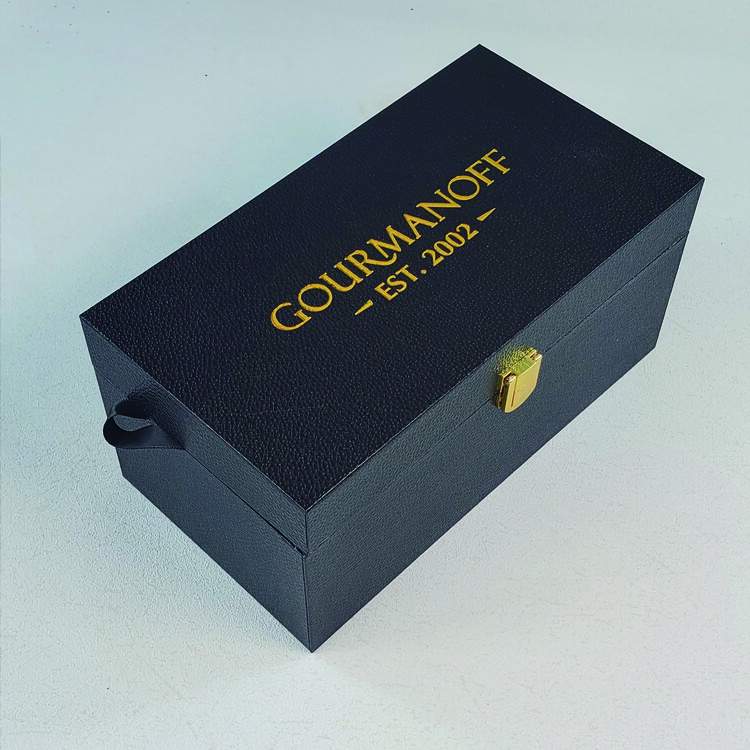  Luxury Caviar Gift Packaging - Black Magnet Food Paper Box with Custom Printing