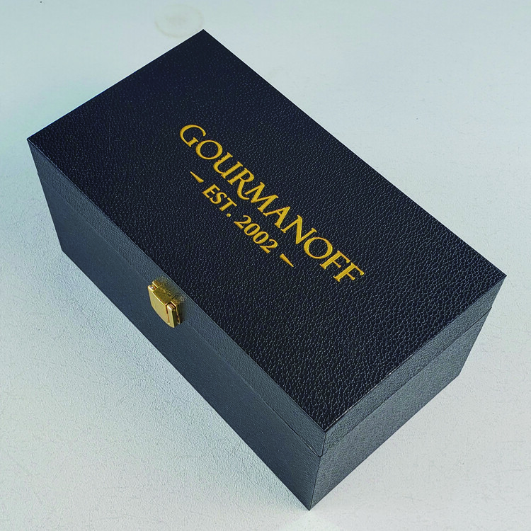  Luxury Caviar Gift Packaging - Black Magnet Food Paper Box with Custom Printing
