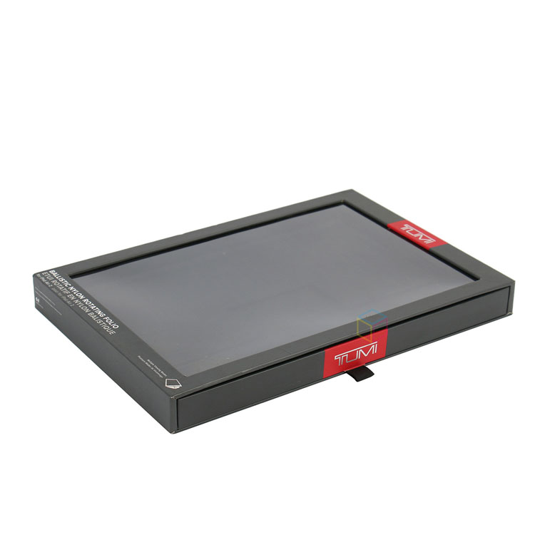  Custom Rigid Black Cardboard Sliding Drawer Badge Packaging Pin Box with High-Quality Printing