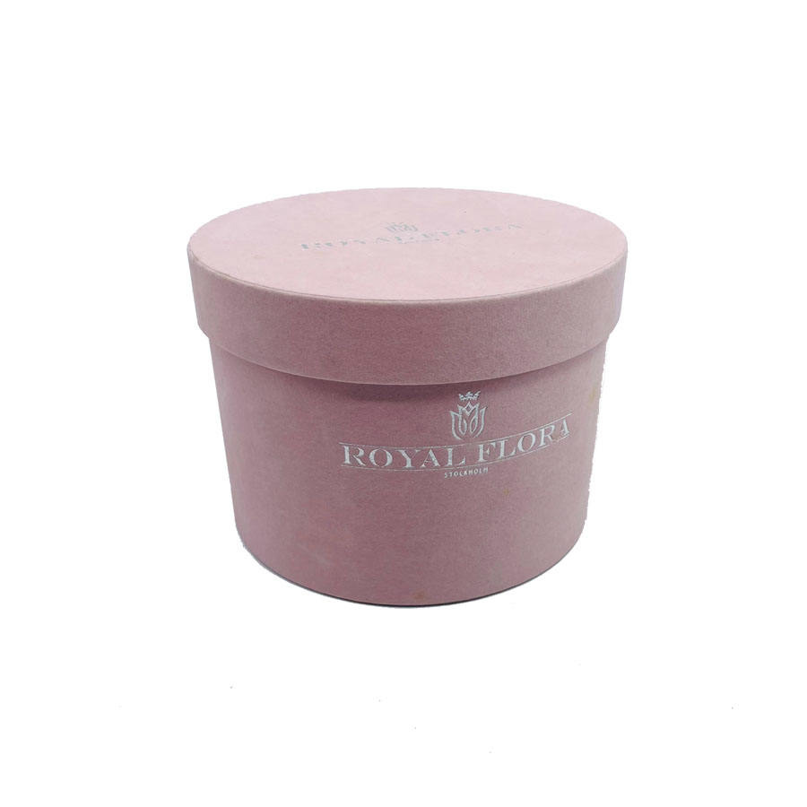  Custom Luxury Preserved Rose Velvet Box - Pink Cylinder Round Flower Packaging