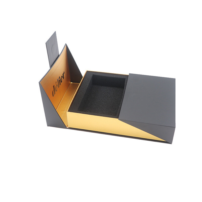 Custom Luxury Cigarette Lighter Men's Gift Set Packaging - Rigid Black Cardboard Box with Double Doors