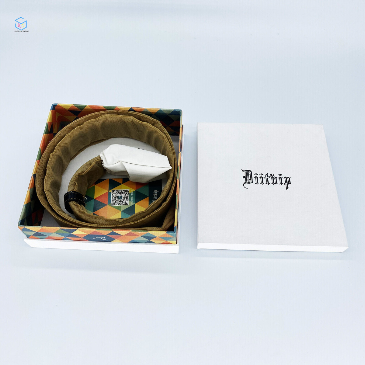 主图_002.jpg High-Quality White Cardboard Leather Belt Storage Box with Removable Lid - Custom Packaging Solutions