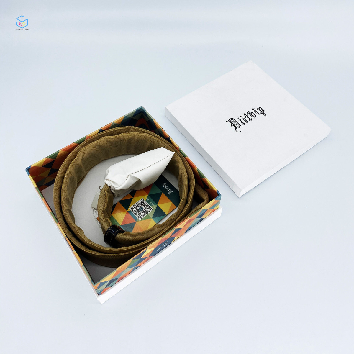 主图_005.jpg High-Quality White Cardboard Leather Belt Storage Box with Removable Lid - Custom Packaging Solutions