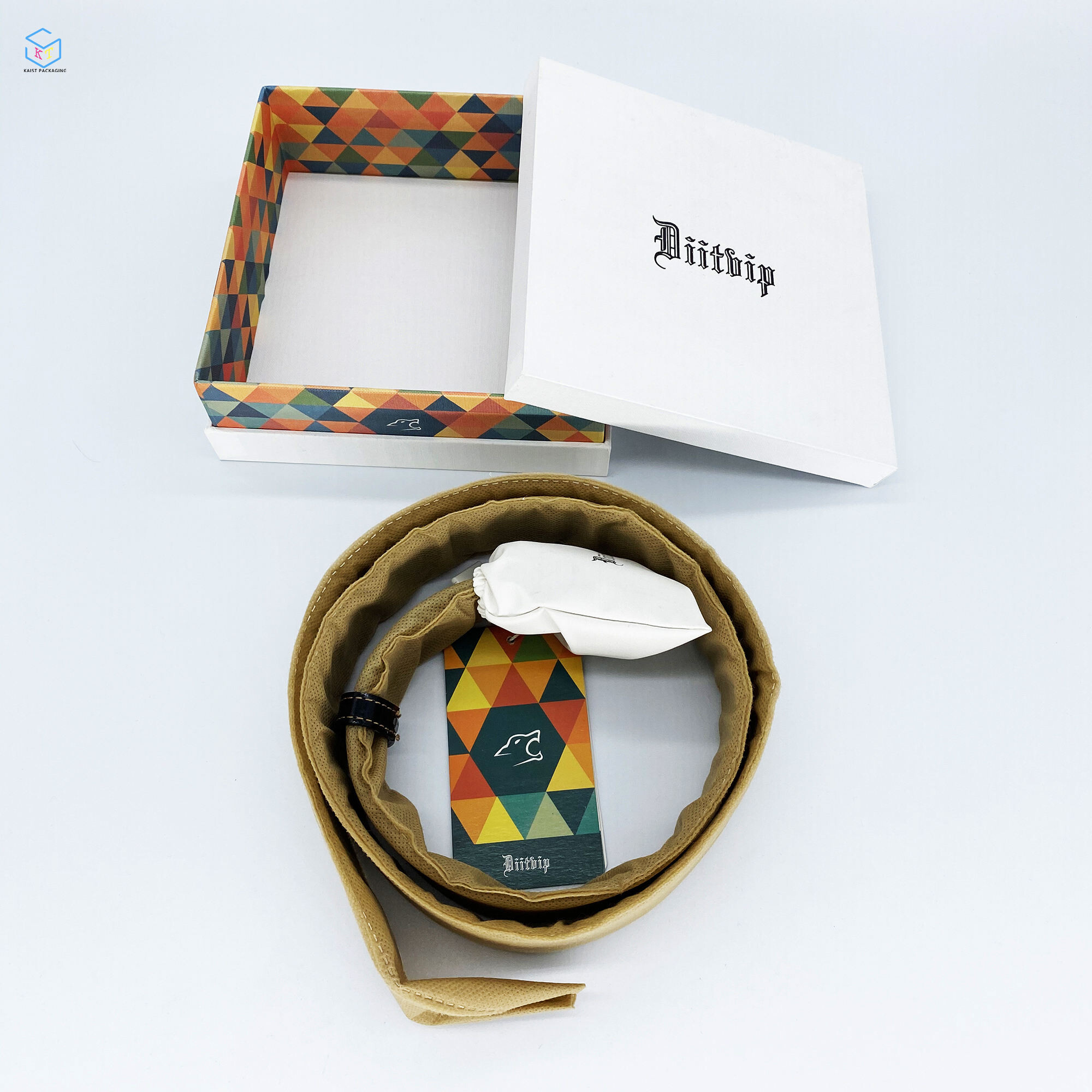 High-Quality White Cardboard Leather Belt Storage Box with Removable Lid - Custom Packaging Solutions
