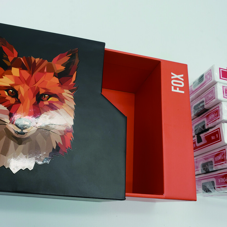 Custom Red Paper Light Drawer Packaging Cardboard Box with Foam Inserts for Shipping