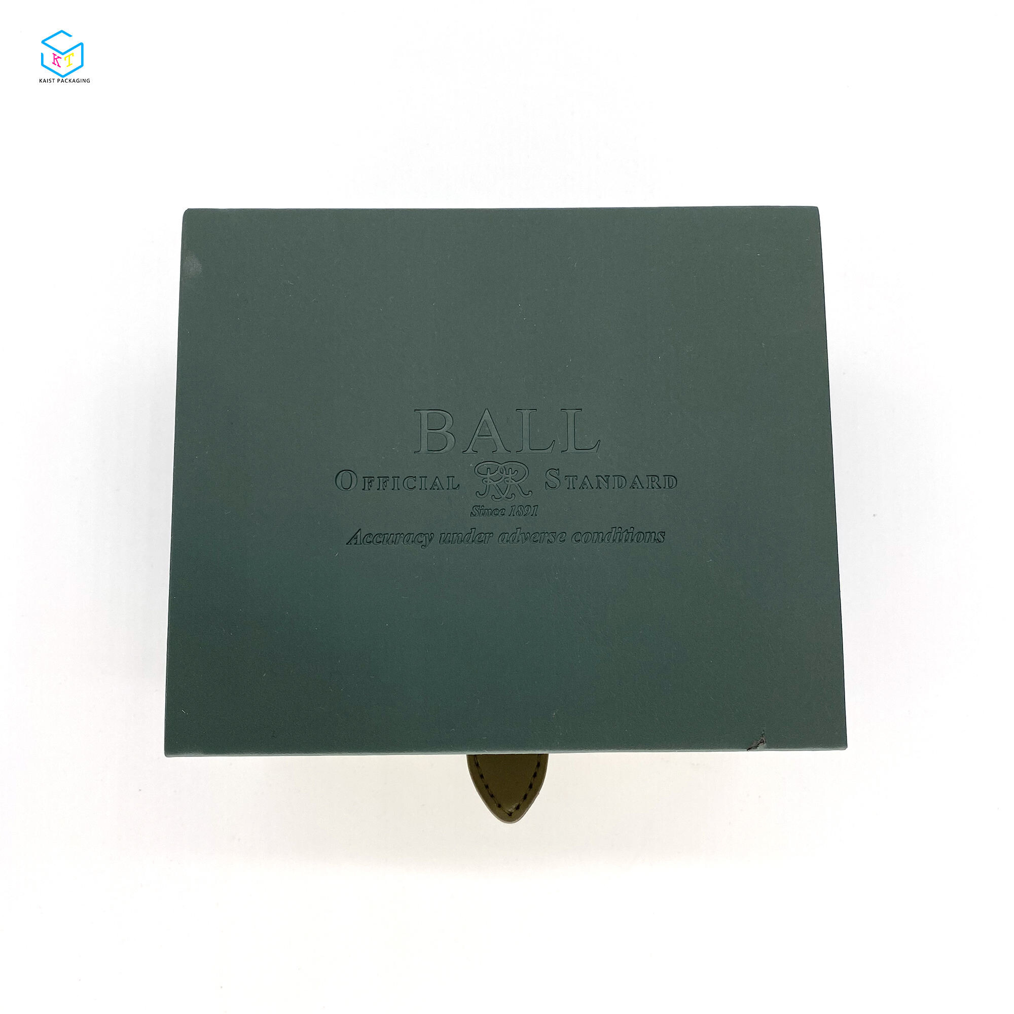 Custom Luxury Watch Packaging: Green PU Leather Cardboard Drawer Box Design