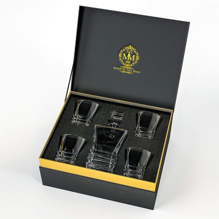Custom Luxury Black Cardboard Display Gift Boxes for Wine Glasses - High-End Packaging Solutions