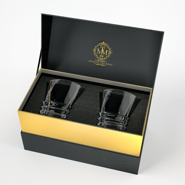 Custom Luxury Black Cardboard Display Gift Boxes for Wine Glasses - High-End Packaging Solutions
