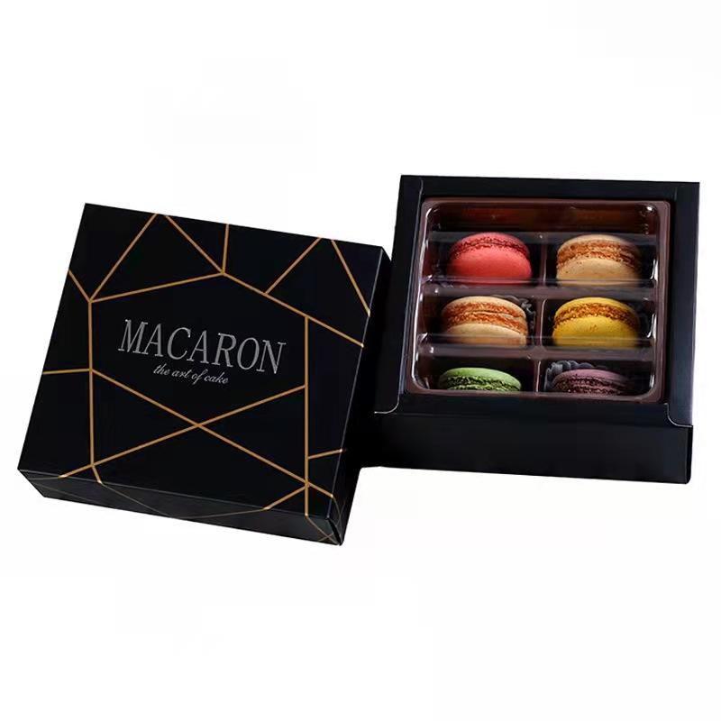  Wholesale Cheap Black Premium 4 Macarons Gift Packaging Box with Divider - Custom Corrugated Boxes