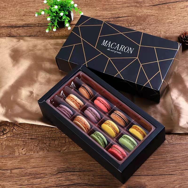  Wholesale Cheap Black Premium 4 Macarons Gift Packaging Box with Divider - Custom Corrugated Boxes