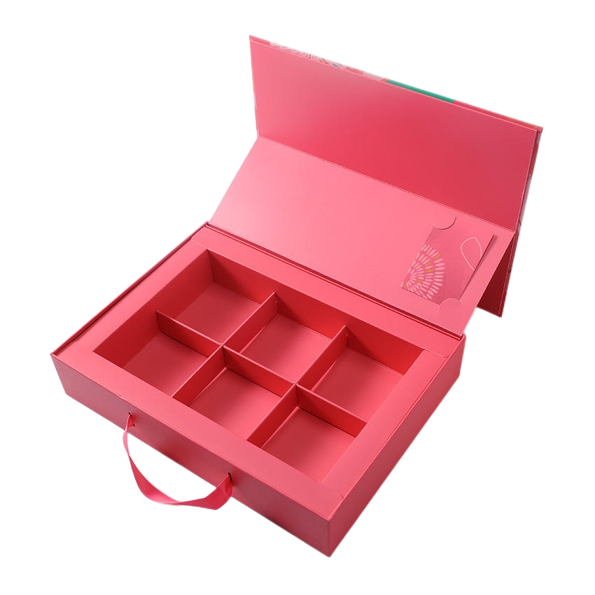 Custom Luxury Pink Moon Cake Package Boxes - Empty Gift Boxes with Paper Dividers for Food & Sweets