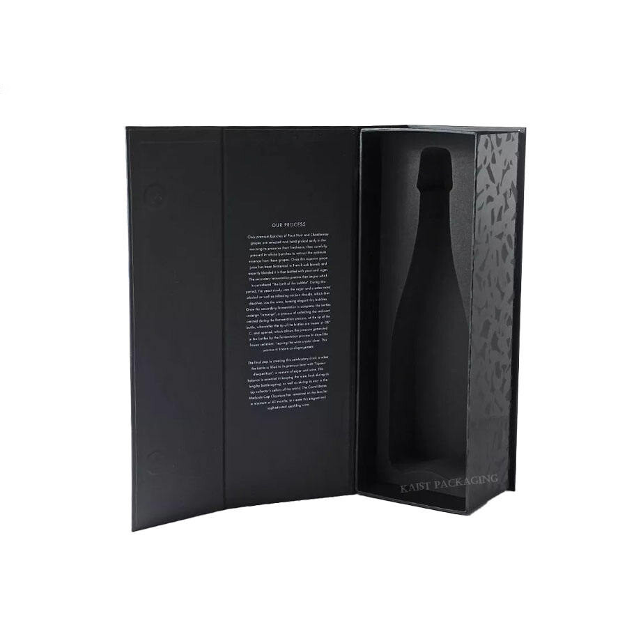 Custom Luxury Red Wine Champagne Alcohol Gift Box with Black Packaging