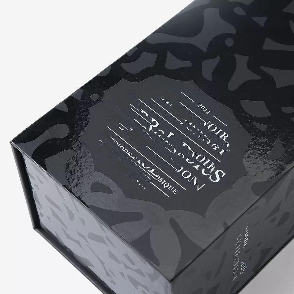 Custom Luxury Red Wine Champagne Alcohol Gift Box with Black Packaging