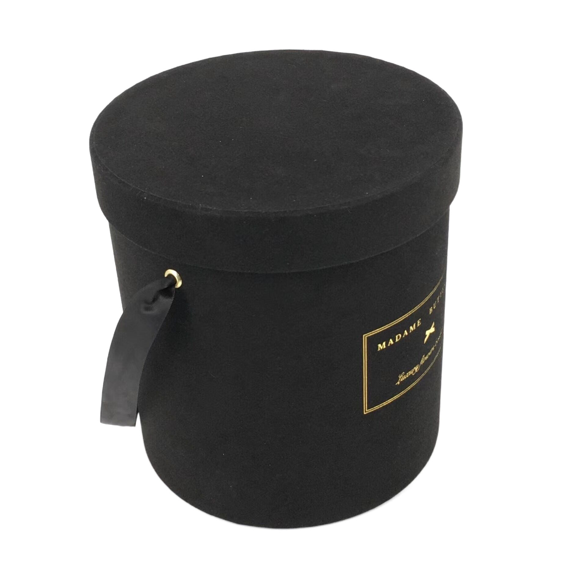 Custom Black Velvet Round Boxes: Elegant 10 Forever Roses Preserved Flower Box with Handle