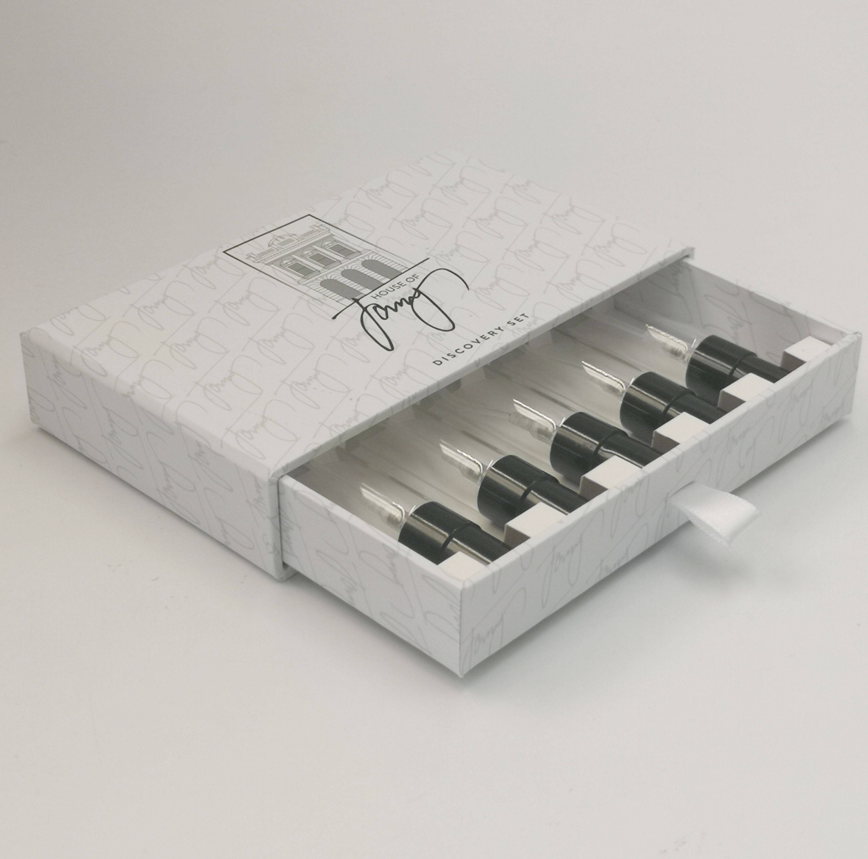  Wholesale White Perfume Sample Gift Cosmetics Packaging Drawer Box with Custom Options