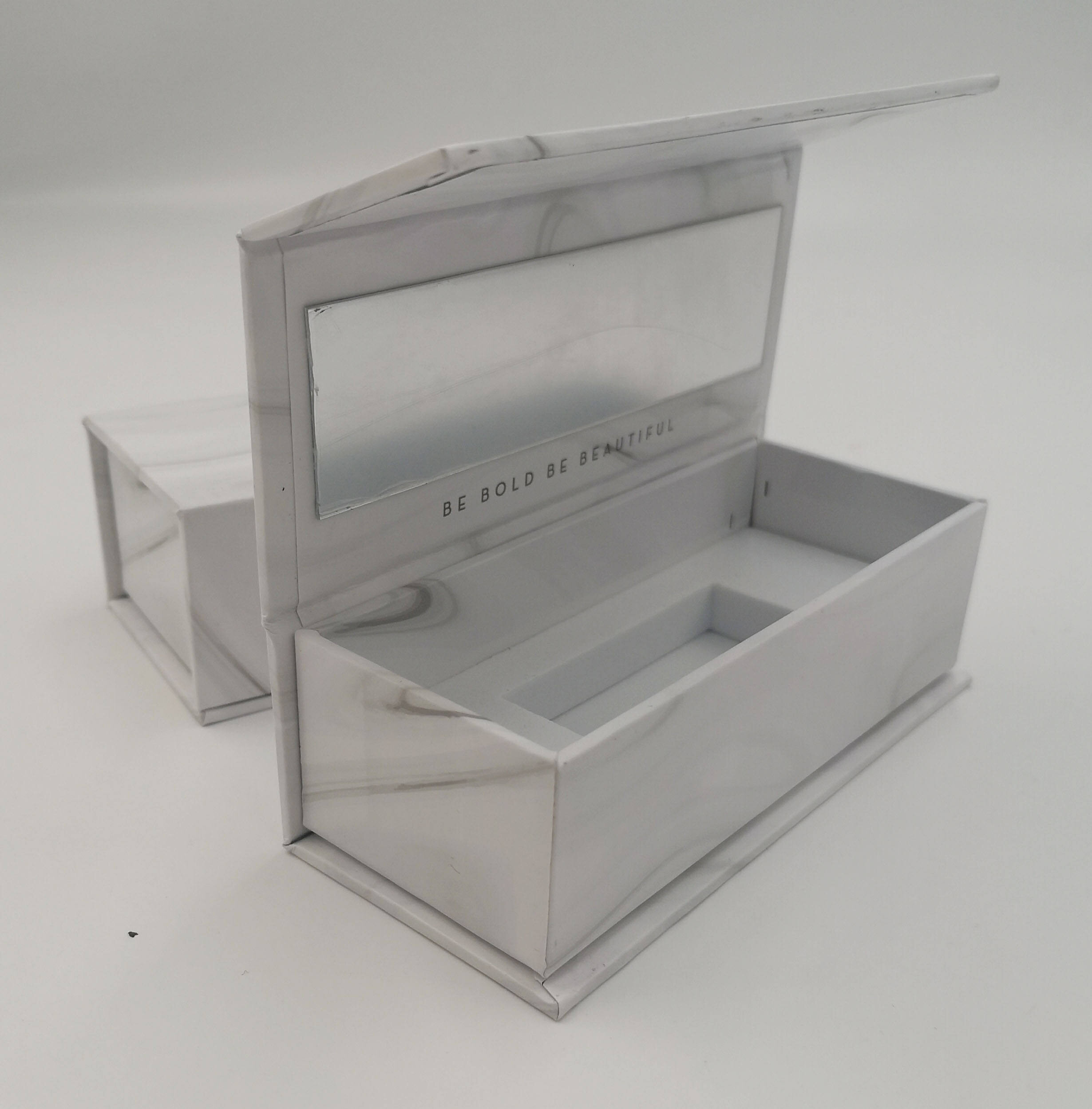 Custom Marble Cosmetic Lip Gloss Packaging with Magnetic Closure & Mirror - Shenzhen Kaijie Packaging