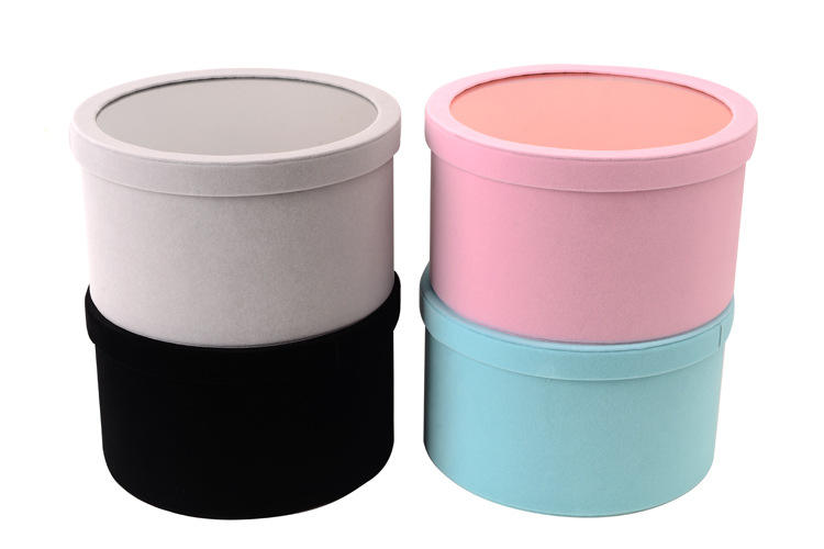  Wholesale Pink Suede Velvet Flower Box with Clear Top for Elegant Packaging