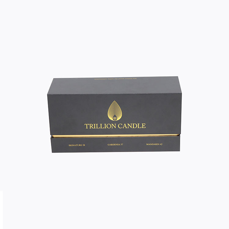 Plain Black and White Cardboard Candle Gift Box with Ribbon - Customizable & Eco-Friendly Packaging