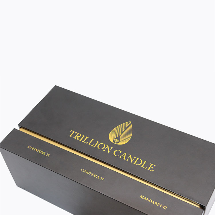 Plain Black and White Cardboard Candle Gift Box with Ribbon - Customizable & Eco-Friendly Packaging