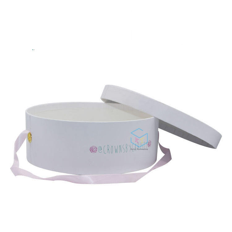 Luxury White Paper Cardboard Round Hat Box for Flowers - Customizable & Eco-Friendly Packaging