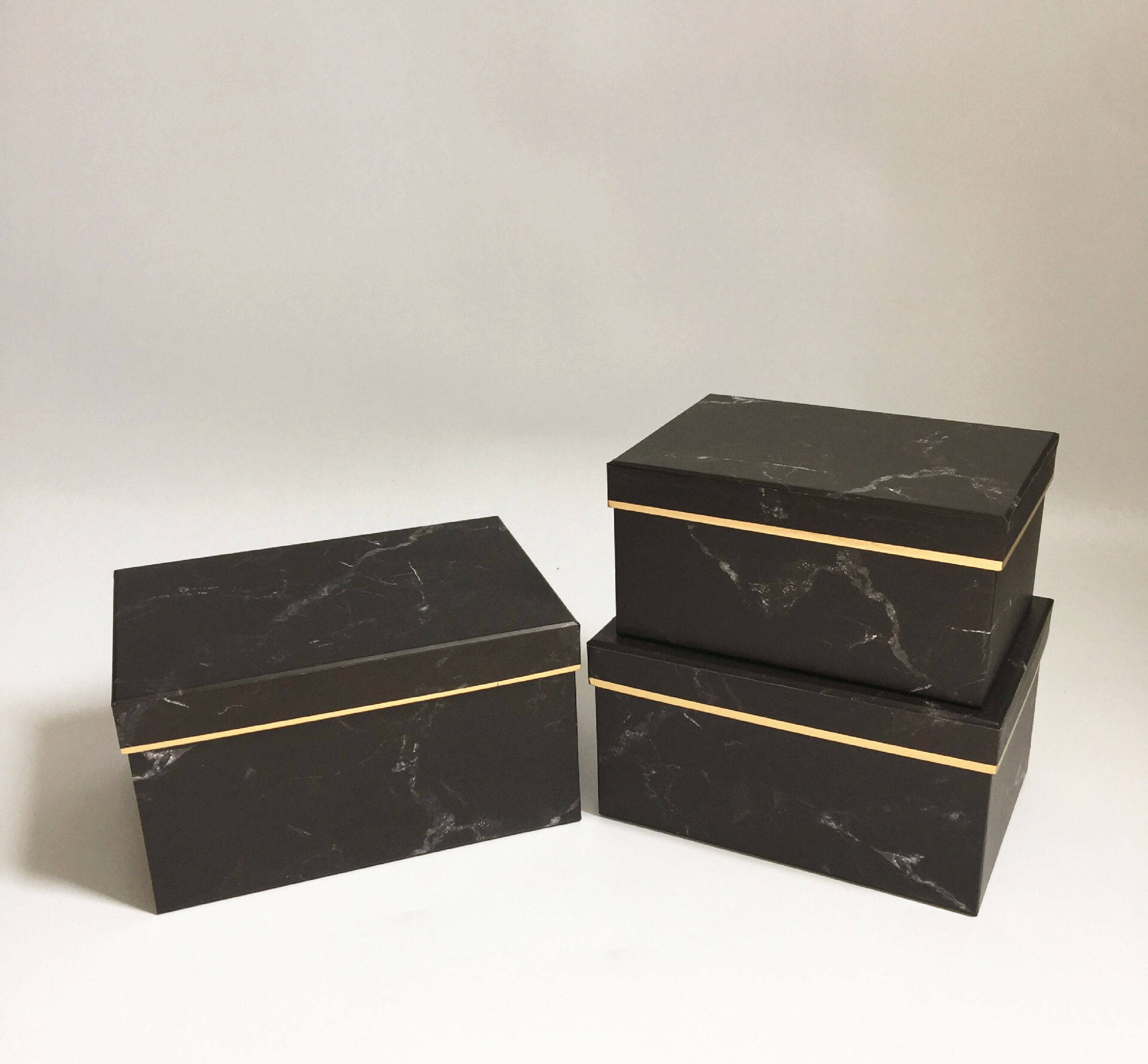 In-Stock Champagne and Black Marble Color Flower Gift Craft Cardboard Box