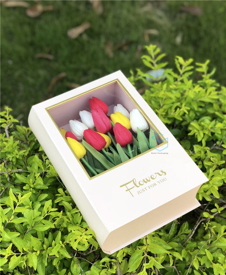 Spot New Stylish Book Shape Mini Bouquet Flower Gift Craft Box with Clear Window