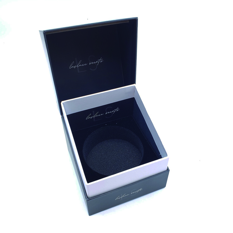 Luxury Rigid Candle Box with Lid & Gold Foil Accents | Custom Scented Candle Packaging