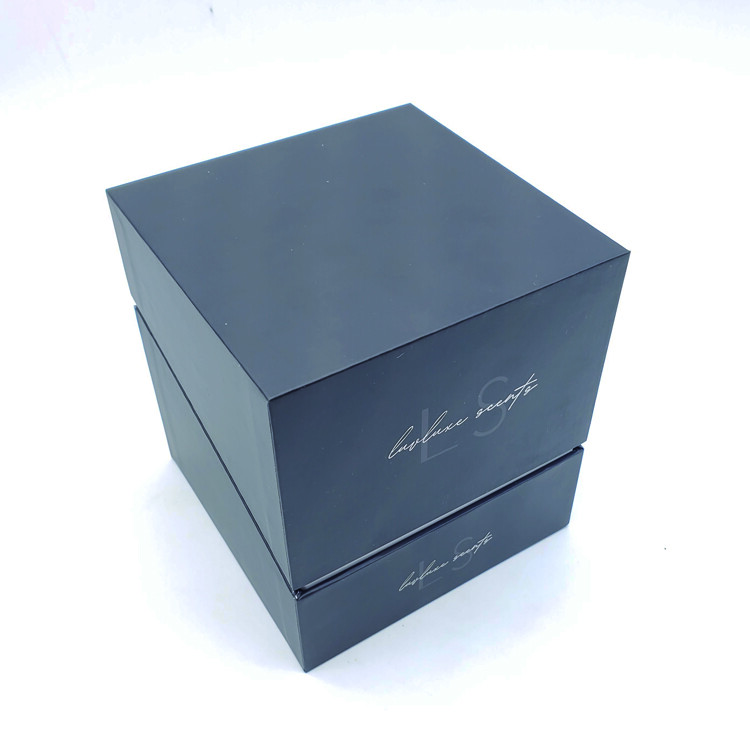 Luxury Rigid Candle Box with Lid & Gold Foil Accents | Custom Scented Candle Packaging