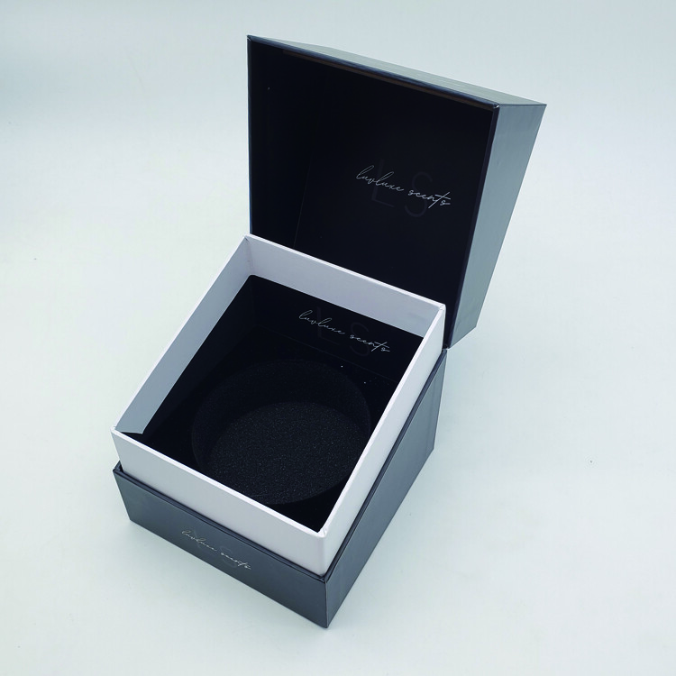 Luxury Rigid Candle Box with Lid & Gold Foil Accents | Custom Scented Candle Packaging