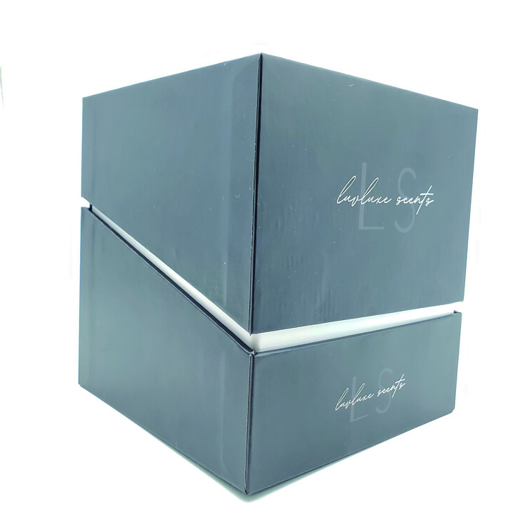 Luxury Rigid Candle Box with Lid & Gold Foil Accents | Custom Scented Candle Packaging
