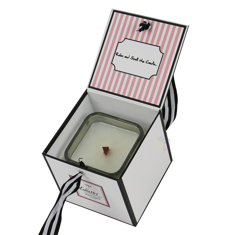 Custom Rigid Candle Box with Floral Design & Lid for Luxury Scented Candles | Premium Packaging