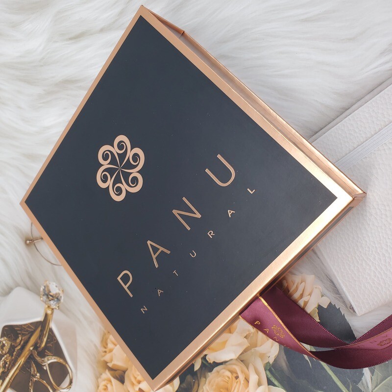 Luxury Magnetic Closure Book Box for Organic Skincare Gift Sets | Satin-Lined Interior | Custom Design