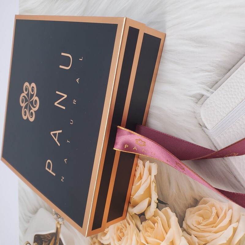 Luxury Magnetic Closure Book Box for Organic Skincare Gift Sets | Satin-Lined Interior | Custom Design