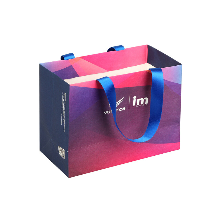 Custom Pink Ribbon Hand-Held Shopping Bags with Logo | Eco-Friendly Paper Bags in Different Sizes