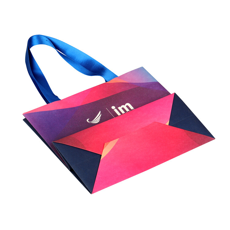 Custom Pink Ribbon Hand-Held Shopping Bags with Logo | Eco-Friendly Paper Bags in Different Sizes
