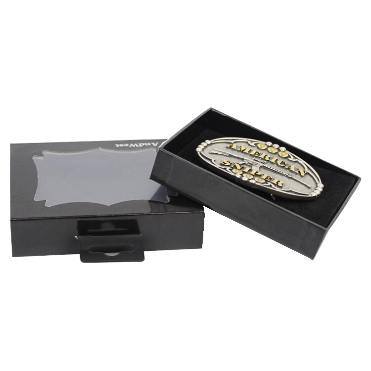 Custom Flip Top PVC Window Paper Gift Box - Black Rigid Cardboard Magnetic Closure Packaging
