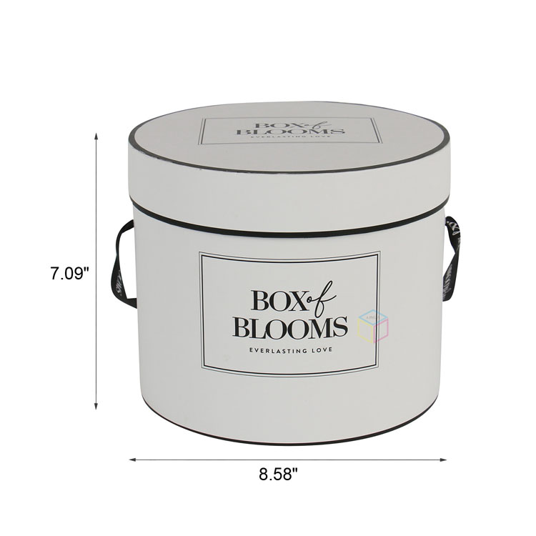 Luxury Velvet Round Hat Box with Flower Roses | Custom Suede Packaging Boxes